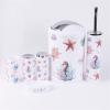 Icegrey Modern Bathroom Accessory Set, Plastic, Ocean, 4 Piece Incl. Toothbrush Holder, Tooth Mug, Soap Dish, Toilet Brush, Trash Can view 4