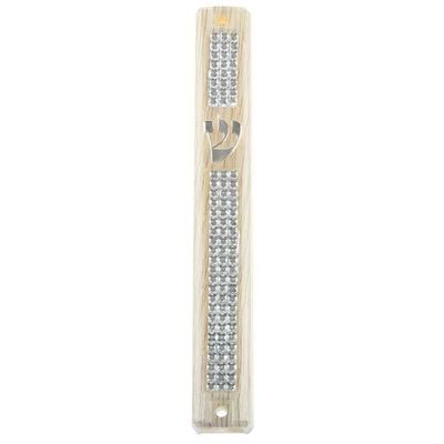 Judaica Place Plastic Mezuzah Case Sparkled Design with Rubber Plug - Easy Peel and Stick Mezuzah Cover for 12cm Scroll