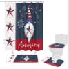 4 PCS July 4th Gnome Shower Curtain Sets with Rugs,Bathroom Shower Curtain(12 Hooks) With Non-Slip Bath Mat Sets 3 Piece(Toilet Lid Cover+U-Shaped Mats+Bath Rug),36x72inch,Celebrate Independence Day view 1
