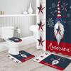 4 PCS July 4th Gnome Shower Curtain Sets with Rugs,Bathroom Shower Curtain(12 Hooks) With Non-Slip Bath Mat Sets 3 Piece(Toilet Lid Cover+U-Shaped Mats+Bath Rug),36x72inch,Celebrate Independence Day view 3
