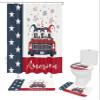 4 PCS Independence Day Gnome Shower Curtain Sets with Rugs,Bathroom Shower Curtain(12 Hooks) With Non-Slip Bath Mat Sets 3 Piece(Toilet Lid Cover+Mats+Bath Rug),36x72inch,Truck American US Flag view 1