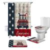 4 PCS Vintage Gnome July 4th Shower Curtain Sets with Rugs,Bathroom Shower Curtain(12 Hooks) With Non-Slip Bath Mat Sets 3 Piece(Toilet Lid Cover+Mats+Bath Rug),66x72inch,Independence Day Fireworks view 1