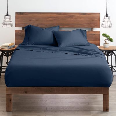 Neighbourhood Home My-100%-Certified-Giza-Cotton-Pillow-Sheet, Giza Egyptian Sheet Set RV King Size, Soft Sateen Weave, Breathable Fabric, Fits Upto 10-Inch Deep Pocket - RV King, Mediterranean Blue