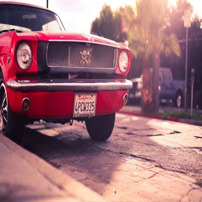 Iconic Arts Supercar Laminated 24x36 Poster: Ford Mustang Pony Classic Red Muscle Car