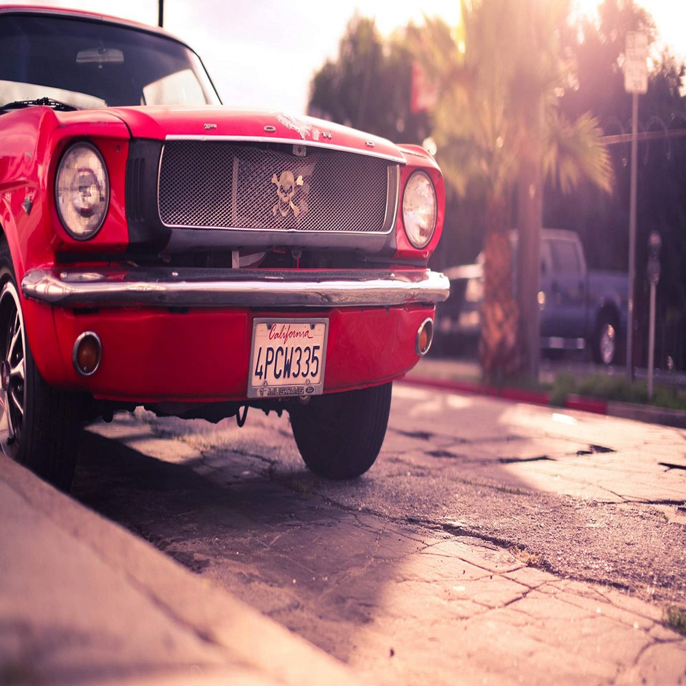 Iconic Arts Supercar Laminated 24x36 Poster: Ford Mustang Pony Classic Red Muscle Car
