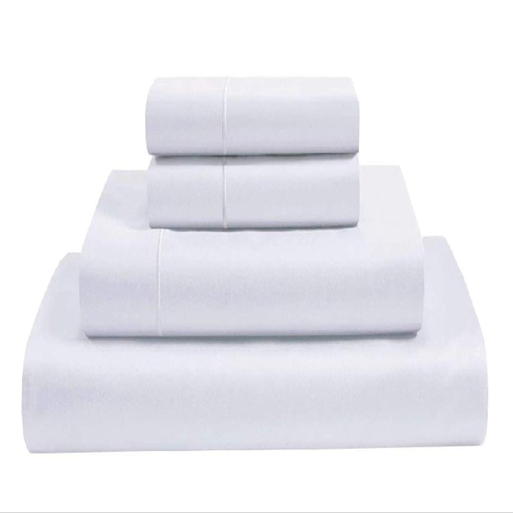 MGPS 100% Giza Egyptian Dreams Cotton, [4 PCs] 25" Extra Deep Pocket Bed Sheet Set, Giza-Cotton-My-Sheets-&-Pillow-Cases, Finest Long Staple, Soft Sateen Weave |Short Queen, White|