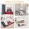 4 PCS Independence Day Gnome Shower Curtain Sets with Rugs,Bathroom Shower Curtain(12 Hooks) With Non-Slip Bath Mat Sets 3 Piece(Toilet Lid Cover+Mats+Bath Rug),66x72inch,Truck American US Flag view 4