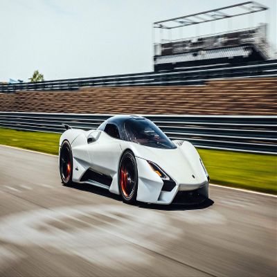 Iconic Arts Supercar Laminated 24x36 Poster: SSC Tuatara Luxury Car Track Day