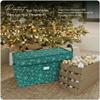 Covermates Keepsakes Adjustable Ornament Storage Box  Heavy-Duty Polyester, Padded Dividers & FlexGrid Trays  Protective Holiday Organizer with Stackable Walls & Label Window, Green Snowflake view 2