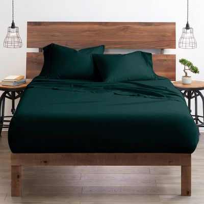 My-100%-Certified-Giza-Cotton-Pillow-Sheet, Giza Egyptian Sheet Set Split King Size Size, Soft Sateen Weave, Breathable Fabric, Fits Upto 15-Inch Deep Pocket - Split King Size, Teal Blue