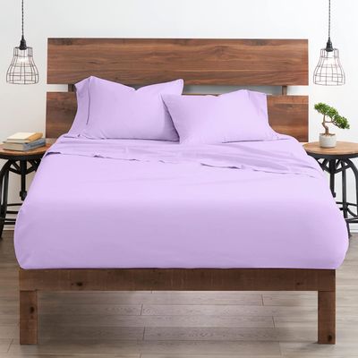 My-100%-Certified-Giza-Cotton-Pillow-Sheet, Giza Egyptian Sheet Set Split Flex Top King Size, Soft Sateen Weave, Breathable Fabric, Fits Upto 15-Inch Deep Pocket - Split Head King, Lilac