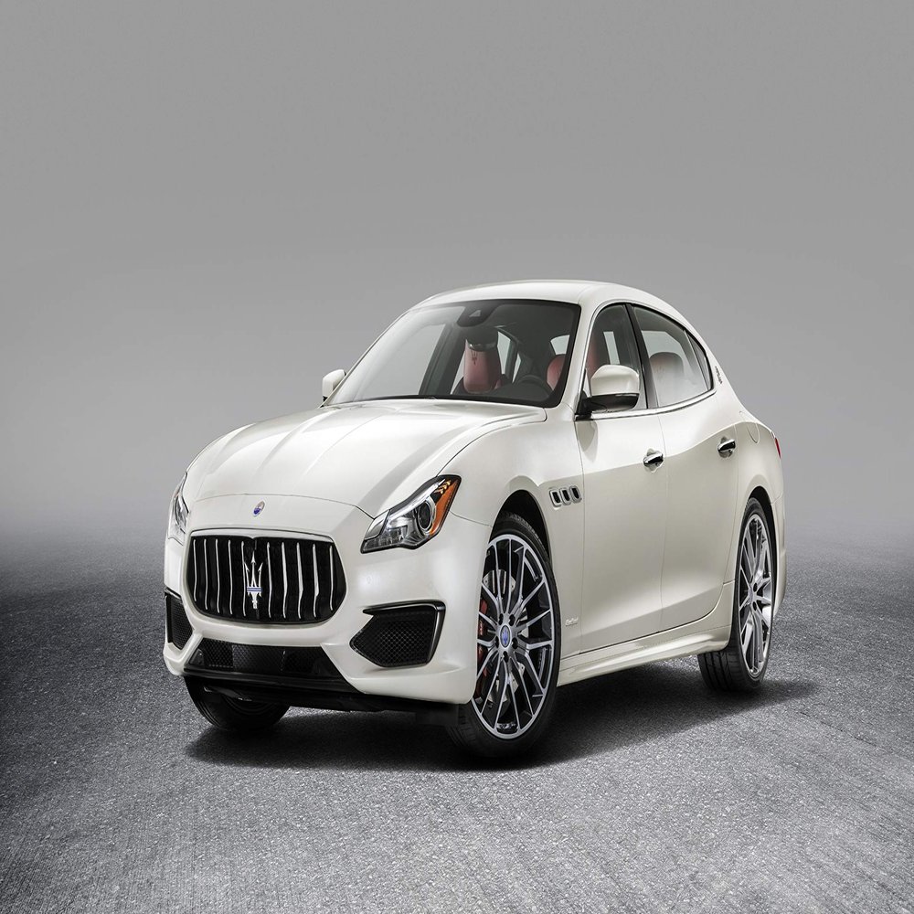 Iconic Arts Supercar 24x36 Laminated Poster: Maserati Quattroporte Granlusso White Luxury Car