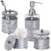 Autumn Alley Farmhouse Matte Galvanized Bathroom Accessories Set (4 PCS) - Lotion Soap Dispenser, Toothbrush Holder Set, 2 Glass Apothecary Jars (Qtip Holder) - Rustic Bathroom Accessories Set view 1