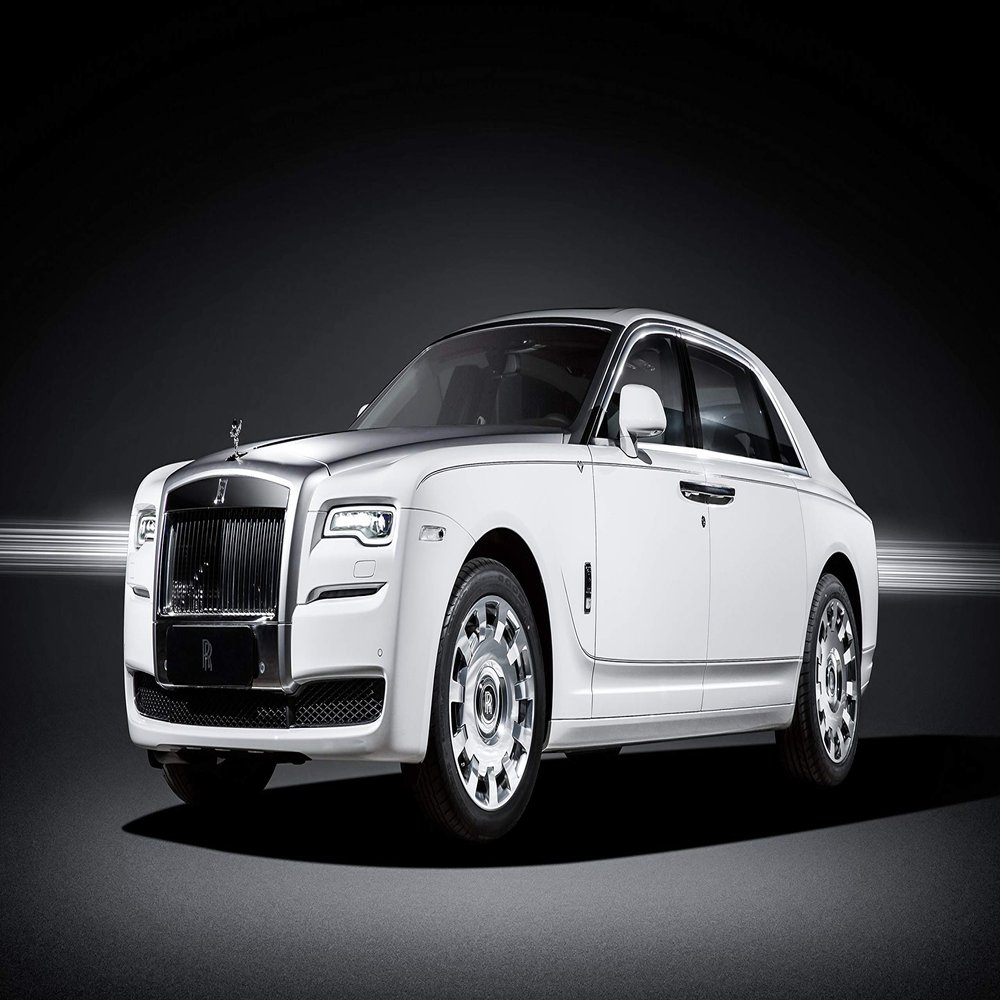 Iconic Arts Supercar Laminated 24x36 Poster: Rolls Royce Ghost Eternal Love White Luxury Car