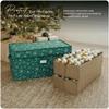 Covermates Keepsakes Adjustable Ornament Storage Box  Heavy-Duty Polyester, Padded Dividers & FlexGrid Trays  Protective Holiday Organizer with Stackable Walls & Label Window, Green Snowflake view 2