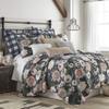 Levtex Home - Fiori Quilt Set - King/Cal King Quilt 106x92in. + Two King Pillow Shams 36x20in. - Floral - Charcoal, Coral, Pink, Green, Cream - Reversible - Cotton Fabric view 1