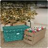 Covermates Keepsakes Adjustable Ornament Storage Box  Heavy-Duty Polyester, Padded Dividers & FlexGrid Trays  Protective Holiday Organizer with Stackable Walls & Label Window, Green Snowflake view 2
