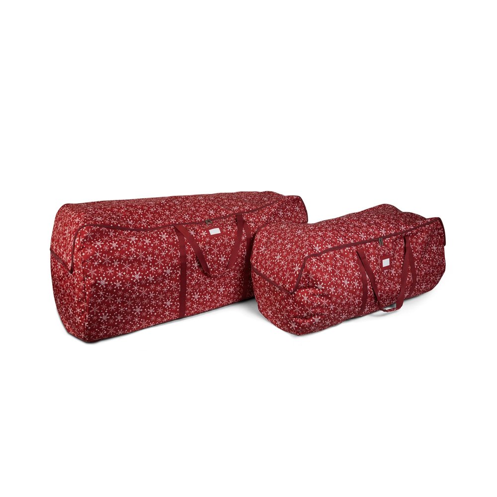 Covermates Keepsakes Garland Duffle Bag - Durable Polyester, Reinforced Handles, Fits up to 25 Foot Garland Depending on Thickness - Holiday Storage, Red Snowflake