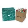 Covermates Keepsakes Adjustable Ornament Storage Box  Heavy-Duty Polyester, Padded Dividers & FlexGrid Trays  Protective Holiday Organizer with Stackable Walls & Label Window, Green Snowflake view 1