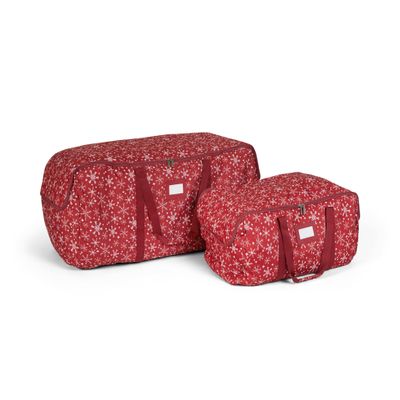 Covermates Keepsakes Garland Duffle Bag - Durable Polyester, Reinforced Handles, Fits up to 25 Foot Garland Depending on Thickness - Holiday Storage, Red Snowflake
