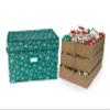 Covermates Keepsakes Adjustable Ornament Storage Box  Heavy-Duty Polyester, Padded Dividers & FlexGrid Trays  Protective Holiday Organizer with Stackable Walls & Label Window, Green Snowflake view 1
