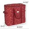 Covermates Keepsakes Adjustable Ornament Storage Bag  Heavy-Duty Polyester, Padded Dividers & FlexGrid Trays  Protective Holiday Ornament Organizer with Handles & Label Window, Red Snowflake view 3