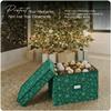 Covermates Keepsakes Adjustable Ornament Storage Box  Heavy-Duty Polyester, Padded Dividers & FlexGrid Trays  Protective Holiday Organizer with Stackable Walls & Label Window, Green Snowflake view 2