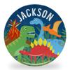 Tiny Expressions - Personalized Dinosaur Plate for Kids with Custom Name and Cute Dino Themed Design | 10" Diameter Dishwasher Safe | BPA Free Made in the USA Decorative Gift Plates view 1
