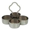 TreegoArt Stainless Steel Chowmukh Haldi Kumkum Rice Holder and Rangoli Powder Holder with Handle for Puja Temple view 1