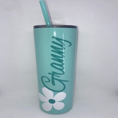 Personalized Daisy Design Skinny Stainless Steel Insulated Tumbler Travel Cup 20 ounce
