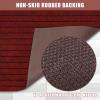 Runner Rug 4 ft x 4 ft Indoor/Outdoor Low Profile, Hallway, Kitchen, Patio, Deck Area, RV, Entryway, Garage, with Non-Slip Rubber Backing, Red with Black Stripe, Custom view 3