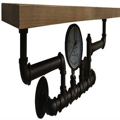 du hui Wall Mounted Industrial Pipe Shelf, Heavy Duty Retro DIY Wall Decor, Floating Industrial Pipe Shelf Storage Rack for Bedroom, Rustic Iron Bracket with Wooden Plank