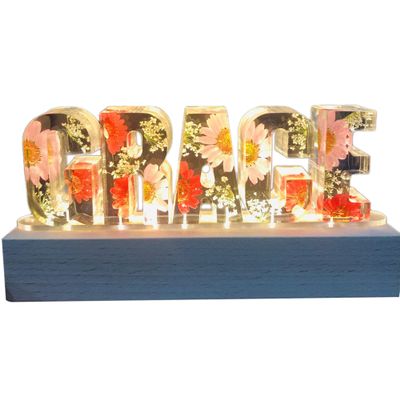Forever Rose Flowers Light with Personalized Custom Letter Lamp, Eternal Rose Flower Night Light for Birthday Thanksgiving Christmas