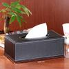 /N Rectangular PU Leather Tissue Box Napkin Holder, Used in Home Office, Hotel Room Napkin Box, Decorative Black (Black) view 2