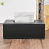/N Rectangular PU Leather Tissue Box Napkin Holder, Used in Home Office, Hotel Room Napkin Box, Decorative Black (Black) view 3