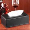 /N Rectangular PU Leather Tissue Box Napkin Holder, Used in Home Office, Hotel Room Napkin Box, Decorative Black (Black) view 4