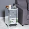 VINGLI Mirrored Nightstand with 3-Drawers Silver Side End Table Mirrored Furniture for Small Space, Bedroom, Living Room view 2