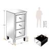 VINGLI Mirrored Nightstand with 3-Drawers Silver Side End Table Mirrored Furniture for Small Space, Bedroom, Living Room view 3