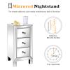 VINGLI Mirrored Nightstand with 3-Drawers Silver Side End Table Mirrored Furniture for Small Space, Bedroom, Living Room view 4