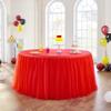 108inch Red Tulle Table Skirt for Rectangle Tables 4/6/8ft, 2-Layer Ruffle Tulle Tutu Red Cloth Table Desk Skirts 9ft for Chrismas Birthday Party Baby Shower Cake Dessert Tables(No Top Cover) view 2