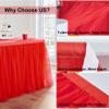 108inch Red Tulle Table Skirt for Rectangle Tables 4/6/8ft, 2-Layer Ruffle Tulle Tutu Red Cloth Table Desk Skirts 9ft for Chrismas Birthday Party Baby Shower Cake Dessert Tables(No Top Cover) view 3