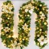 Christmas Garland Rattan with Lights 2.7m, Decorated Garland Illuminated with LED Lights Christmas Garland for Fireplaces Stairs, Flowers Xmas Tree Decorations Christmas Ornament Indoor Outdoor (Gold) view 1