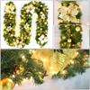 Christmas Garland Rattan with Lights 2.7m, Decorated Garland Illuminated with LED Lights Christmas Garland for Fireplaces Stairs, Flowers Xmas Tree Decorations Christmas Ornament Indoor Outdoor (Gold) view 3