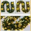 Christmas Garland Rattan with Lights 2.7m, Decorated Garland Illuminated with LED Lights Christmas Garland for Fireplaces Stairs, Flowers Xmas Tree Decorations Christmas Ornament Indoor Outdoor (Gold) view 4