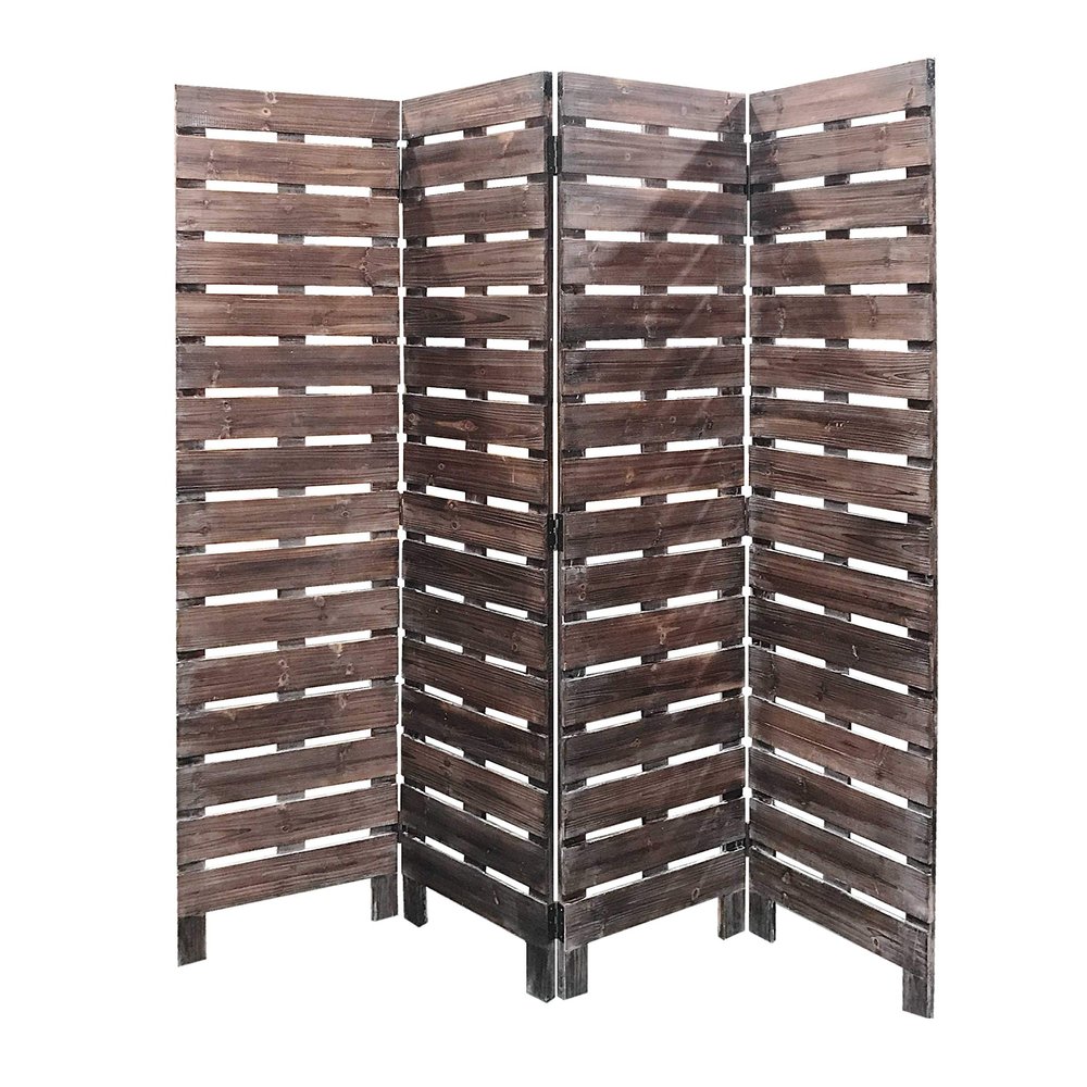 HomeRoots 4 Panel Silver Room Divider