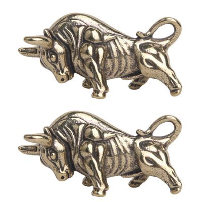2pcs Brass Bull Figurine Chinese Zodiac Ox Year Mascot Lucky Cow New Year Spring Festival Xmas Desktop Decoration