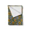 Ambesonne Vintage Throw Blanket, Art Nouveau Inspired Tender Entangled Leaves and Flowers, Flannel Fleece Accent Piece Soft Couch Cover for Adults, 70" x 90", Yellow Fern view 2