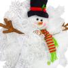 Artisan Snowman Merry Christmas Winter Wreath for Front Door Outside or Inside Decorations. Very Full, Made with Waterproof Christmas Snow Fabric view 3