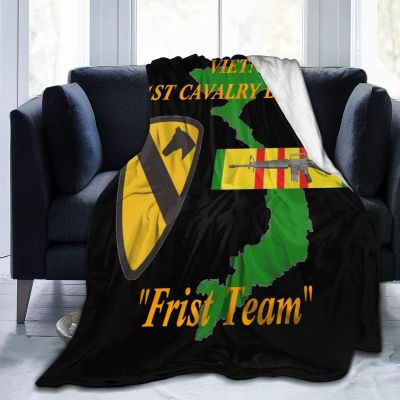 1st Cavalry Division Vietnam Frist Team Throw Blanket Ultra-Soft Micro Fleece Blanket Movies Blanket for Bed Couch Living Room 50"x40"