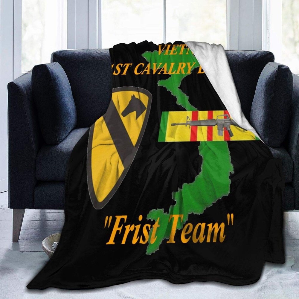 1st Cavalry Division Vietnam Frist Team Throw Blanket Ultra-Soft Micro Fleece Blanket Movies Blanket for Bed Couch Living Room 50"x40"